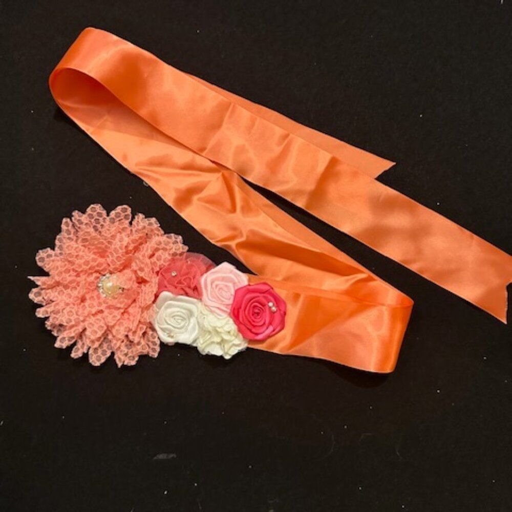 Coral Maternity Sash   7304  NWT boutique handmade